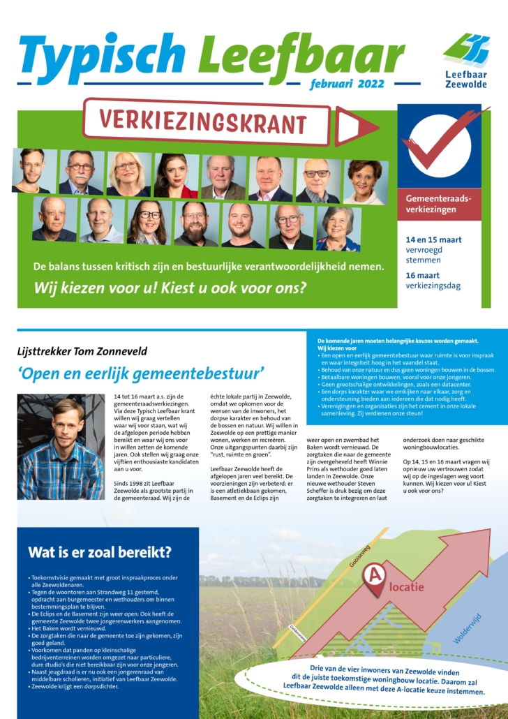 Typisch Leefbaar verkiezingskrant pagina 1
